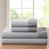 BAMBOO COMFORT LACE CROCHET EMBROIDERY 4 PIECE SHEET SET - QUEEN - SILVER GRAY