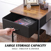 WLIVE Night Stand, Side Table with Fabric Storage Drawer - Black/Rustic Brown New