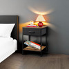 WLIVE Night Stand, Side Table with Fabric Storage Drawer - Black/Rustic Brown New