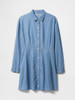 GAP Women's Fit and Flare Mini Shirtdress, Medium Wash, XX-Large
