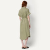 AMAZON ESSENTIALS WOMEN RELAXED-FIT SHORT SLEEVE BUTTON-DOWN DRESS - M - Khaki