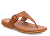FITFLOP GRACIE RUBBER-BUCKLE LEATHER TOE-POST SANDAL - SIZE: WOMEN 8 - LIGHT TAN