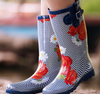 LANDCHIEF RAIN BOOTS MID CALF SOLID WATERPROOF RUBBER BOOTS SIZE: 9 - BLUE WAVE