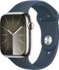 APPLE WATCH SERIES 9 GPS + LTE 41MM SILVER STAINLESS STEEL CASE STORM BLUE BAND