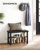 SONGMICS Shoe Rack Bench 3-Tier Bamboo Shoe Storage Organizer ULBS04H - Black New