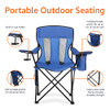 Amazon Basics Portable Folding Camping Chair 4-Can Cooler Large Blue New