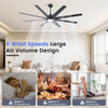 NEWDAY 72" CEILING FAN LIGHTS REMOTE LIBRARY 6-SPEED WHISPER DC MOTOR - BLACK