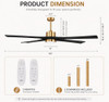EUPHOLITE 72 INCH CEILING FAN, SOLID WOOD BLADES, ELCF72W5BNB01 - BRASS&BLACK