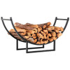 PHI VILLA Firewood Bin Heavy Duty Firewood Racks Indoor Log Rack - Black New