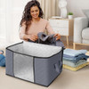 FAB TOTES STORAGE BAGS FOR CLOTHES AND BLANKET FOLDABLE 6 PIECE SET - GRAY