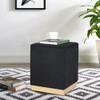 Adeco Square Ottoman Footrest Velvet Vanity Stool Gold Trim Footstool - Black New
