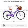 QARSWA 26 Inch Women's Beach Cruiser Bike, Step-Through - Purple New