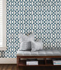 NuWallpaper NU1648 Navy Grand Trellis Peel & Stick Wallpaper, Blue New