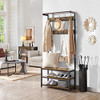 Yaheetech 3-in-1 Design Hall Tree Coat Rack Shoe Bench 23 Hooks - Rustic Brown New