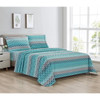 BIBB HOME EGYPTIAN LUXURY 1800 COUNT 4 PIECE SHEET SET AQUA CHEVRON - KING