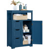 Yaheetech Bathroom Floor Cabinet Wooden Storage Multiple Tiers - Navy Blue New