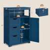 Yaheetech Bathroom Floor Cabinet Wooden Storage Multiple Tiers - Navy Blue New