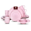HomeVss 20pc Dinnerware Set Plate Bowl Set Stoneware Dishes B0BM8JXKZT - Pink New