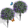 QUIRLORY Dense Foliage Artificial Lavender Topiary Trees 24", 2 Pack - Lavender
