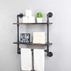 LENGEN Industrial Pipe Bathroom Shelf with Towel Bar,Rustic 24inch B08HDFLTHM