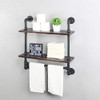 LENGEN Industrial Pipe Bathroom Shelf with Towel Bar,Rustic 24inch B08HDFLTHM