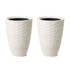 Glitzhome Oversized Flower Pots Drainage Hole 19" H Faux Ceramic Set of 2 White