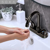 SOKA 4" TWO-HANDLE CENTERSET BATHROOM LAVATORY FAUCET, OIL RUBBED BRONZE - BLACK