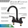 SOKA 4" TWO-HANDLE CENTERSET BATHROOM LAVATORY FAUCET, OIL RUBBED BRONZE - BLACK