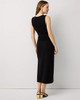 WHITE HOUSE BLACK MARKET RUCHED SLEEVELESS MIDI DRESS - SIZE: WOMEN M - BLACK