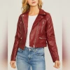LOVETREE MOTO ZIP UP FAUX LEATHER JACKET FAUX LEATHER - SIZE: SMALL - RED New
