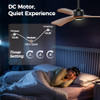 OBABALA 52 INCH CEILING FAN LIGHTS REMOTE CONTROLOUTDOOR 6 Speed, 35dB - Black