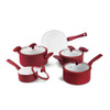 Pots and Pans Set Nonstick Ceramic 9-Piece Frying Cooking Pot - Red New