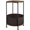 JS NOVA JUNS Round Wood End Table, 2-Tier Industrial Metal Frame - Vintage Brown