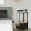JS NOVA JUNS Round Wood End Table, 2-Tier Industrial Metal Frame - Vintage Brown