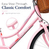 QARSWA C-100 24/26 Inch Women's Beach Cruiser Bike, Shimano 7S, - PINK