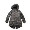 LONDON FOG GIRLS QUILTED PUFFER PARKA FAUX FUR‎ HOOD JACKET SIZE YOUTH M - BLACK New