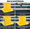 B0BTHNR3MG Safety Bollards 42inch Yellow Powder Coated Safety Parking Barrier New