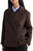 EVERLANE WOMENS REWOOL SHORT PEACOAT - SIZE: WOMEN L - DARK CHOCOLATE