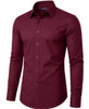 JAMES TAILOR MEN' SLIM FIT LONG SLEEVE STRETCH DRESS SHIRT - SIZE: M - BURGUNDY New