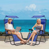 MoNiBloom Zero Gravity Chair Set of 2 Canopy Shade Patio Folding Recliner Blue New