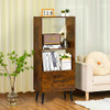 LELELINKY Open Bookshelf 3 Tier Mid Century Modern Book Shelf with Drawer- Brown New