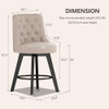 MINCETA 360 Swivel Bar Stools Set of 2 26" Upholstered Height Barstools - Beige