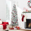 Best Choice Products Flocked Pencil Christmas Tree Unlit Slim Holiday Decoration New