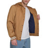 CHAMPION MEN LIGHTWEIGHT VARSITY JACKET WITH JERSEY HOOD SIZE L TOBACCO New