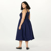 SS25-54 THE DROP WOMEN'S TINA SCOOP NECK BUBBLE HEM DRESS BLUE SIZE S