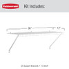 Rubbermaid Direct Wall Shelf 3 Ft Wide Mounting Hardware Kit Included, White New