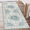 ReaLife Machine Washable Area Rug Runner - IKE - Ivory Blue 2'6" x 8' New