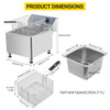 GARVEE DEEP FRYER BASKET COMMERCIAL 11L ELECTRIC COUNTERTOP - STAINLESS STEEL