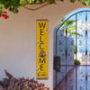 Glitzhome Welcome Sign for Front Door Porch, 42In Wooden Welcome Sign - White