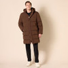 Amazon Essentials Men's Hooded Long Puffer Coat, Deep Brown, Large